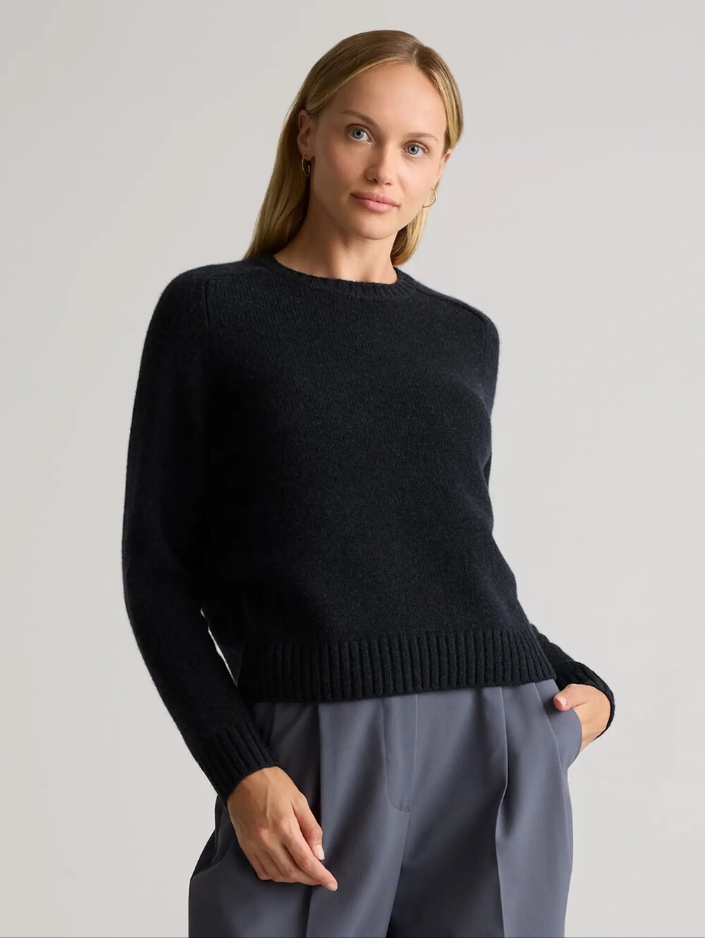 Quince Lux Baby Cashmere  Crewneck Heather Cavier Women’s Sweater NWT Size Med